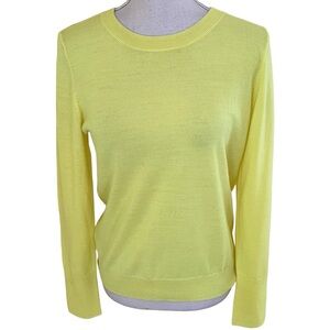 Halogen Lemon Yellow Crew Neck Merino Wool/Acrylic Sweater S